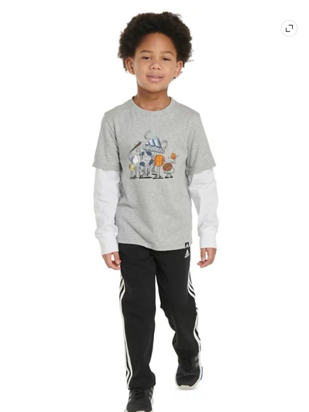 Boys' Grey Layered-Look Sports Graphic Tee